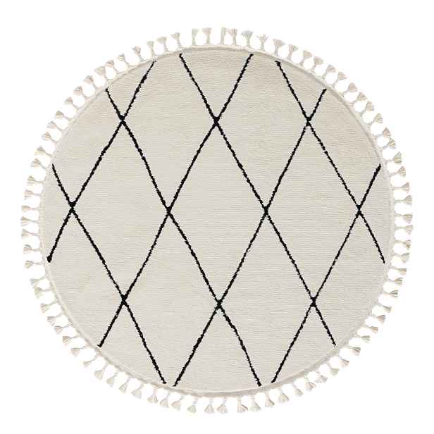 Kusový koberec Moroccan Fantasy weiß kruh, 140x140 (průměr) kruh, černobílá, ložnice, My Flair