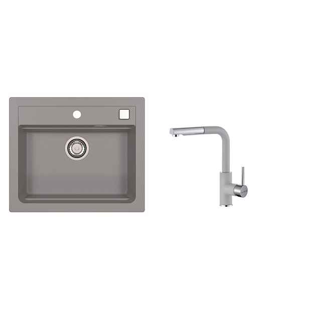 SET ALVEUS ATROX 30/81 + BATERIE SIROS 81 - obdélníkový granitový beton dřez 590x500x200 mm v setu s baterií