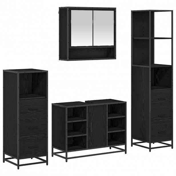 vidaXL Sada koupelnového nábytku 4 ks Černý dub 80 x 33 x 60 cm