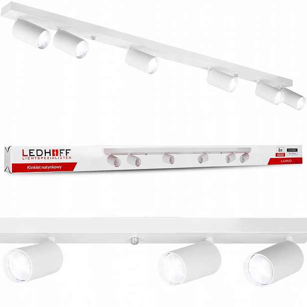 Stropní svítidlo bílá 6x GU10 Nastavitelná spotová Led lampa Dlouhá do obývacího pokoje
