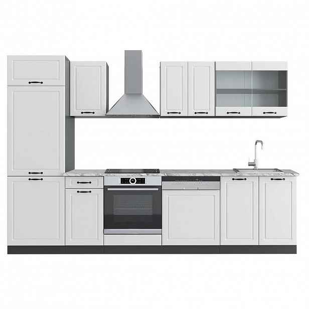 Vicco KUCHYŇSKÝ KOUT R-Line Bílý venkovský dům/antracit 300 cm , PD Mramor