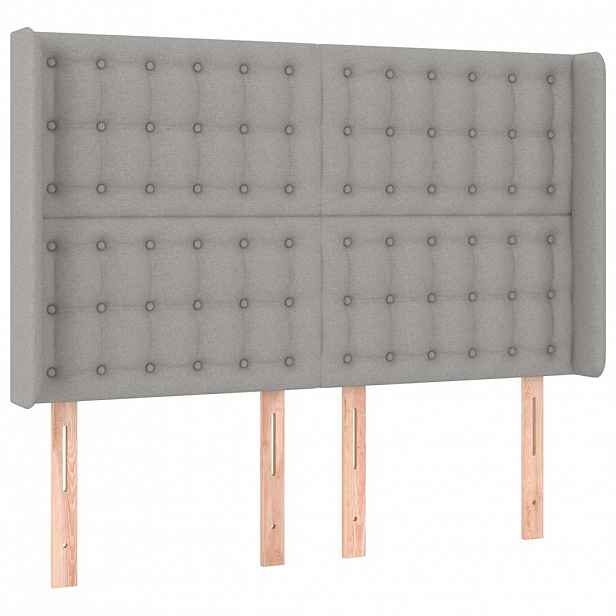 vidaXL Čelo postele typu ušák světle šedé 147x16x118/128 cm textil