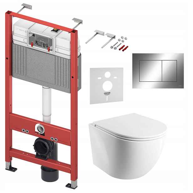 Wc sada Tece Base s Wc mísou Omnires Rimless a tlačítkem chrom lesk