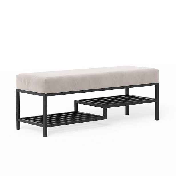 Idohome SEDACÍ LAVICE STEP 100 cm, kovový rám, černá / krémová