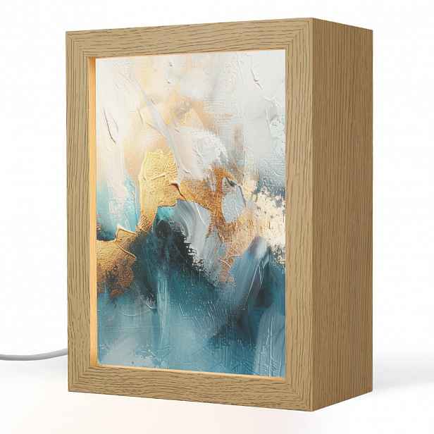 OnlyWow STOLNÍ LAMPA Abstraktní - umění - zlatá - modrá 15x20 cm