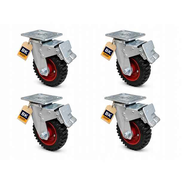 Otočný kolový set Kolo fi160 600kg, guma s brzdou 4ks