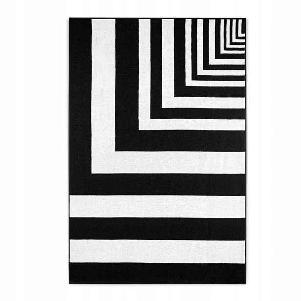 Plážový Ručník Bavlna Velký 100X160 Bílo Černý 3D Zwoltex 450 G