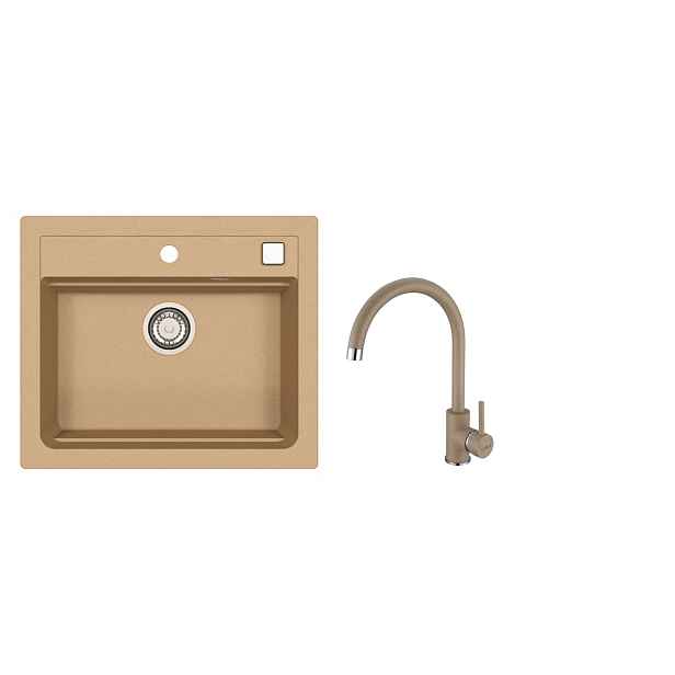 SET ALVEUS ATROX 30/55 + BATERIE ROXA 55 - obdélníkový granitový béžový dřez 590x500x200 mm v setu s baterií: