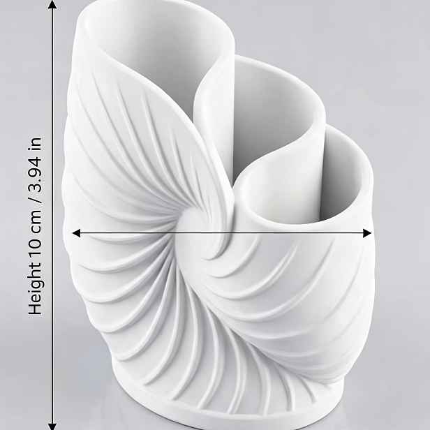 TEMU Držák na zubní kartáček ve tvaru lastury s oceánskou tematikou. Třírozměrný reliéfní design spirálové lastury s čistě bílou matnou úpravou.
