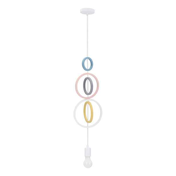 Bílý/růžový dětský lustr s kovovým stínidlem Single – Candellux Lighting