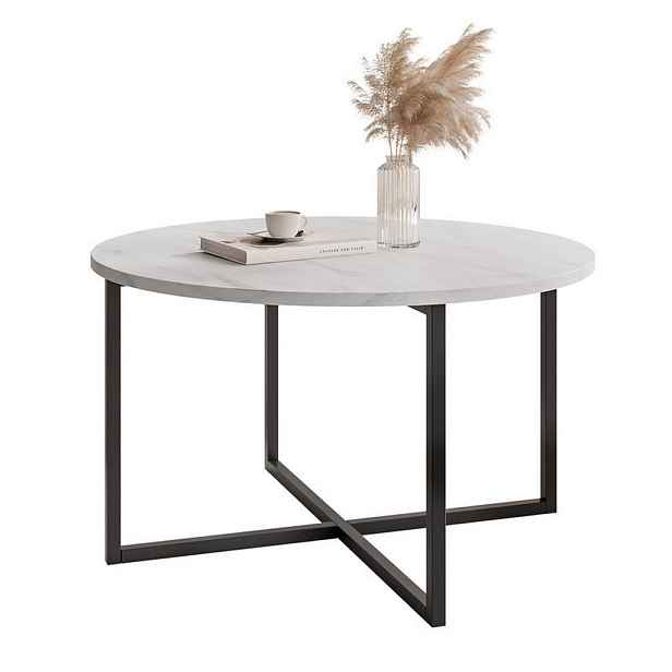 Idohome KONFERENČNÍ STOLEK BESARO 75/47 cm kulatý, černý / Bianco