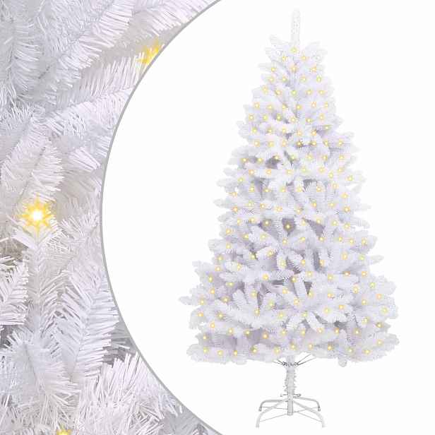 vidaXL Umělý vánoční stromeček 300 LED PVC a ocel Bílá