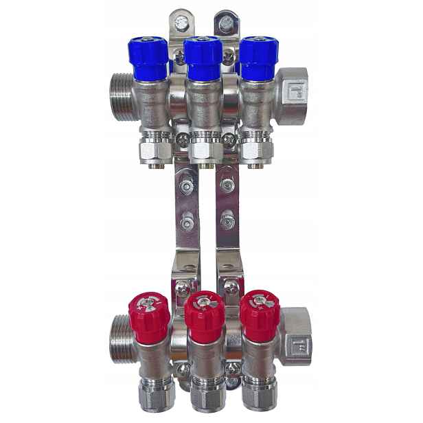 X-home Rozdělovač Pex 1“ x 16 mm 3 Okruhy Studené Vody 3 Okruhy Teplé