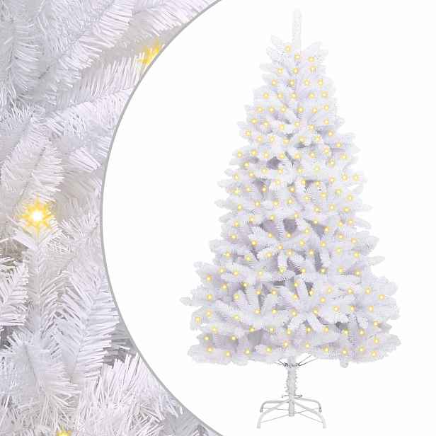 vidaXL Umělý vánoční stromeček 300 LED PVC a ocel Bílá