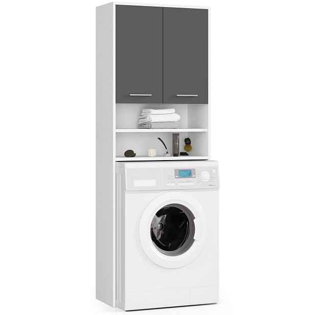 Ak furniture Koupelnová skříňka nad pračku Fin bílá/šedá