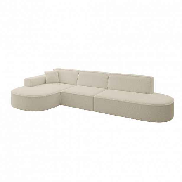ALTDECOR ROHOVÁ SEDACÍ SOUPRAVA s otomanem vlevo MARI-L2 – 328 × 171 × 79 cm, béžová buklé