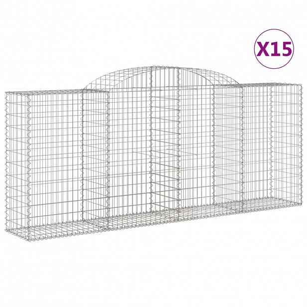 vidaXL Klenuté gabionové koše 15ks 300x50x120/140cm pozinkované železo
