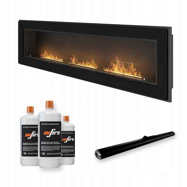 Závěsný biokrb pro vestavbu Frame 180CM Černý se sklem Simplefire Infire