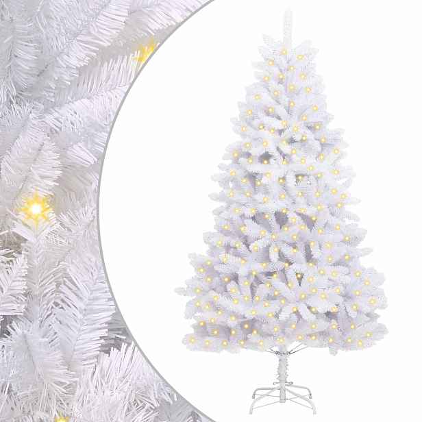 vidaXL Umělý vánoční stromeček 300 LED PVC a ocel Bílá