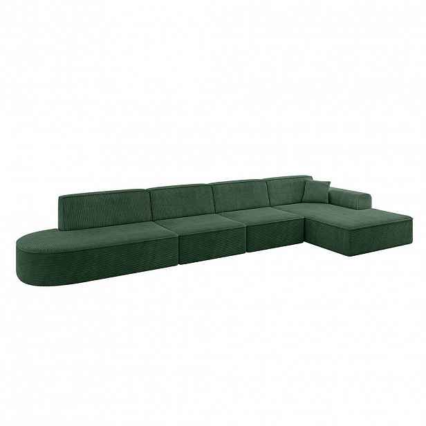 ALTDECOR ROHOVÁ SEDACÍ SOUPRAVA s otomanem vpravo IREA-L3-v3 – 412 × 165 × 77 cm, zelená