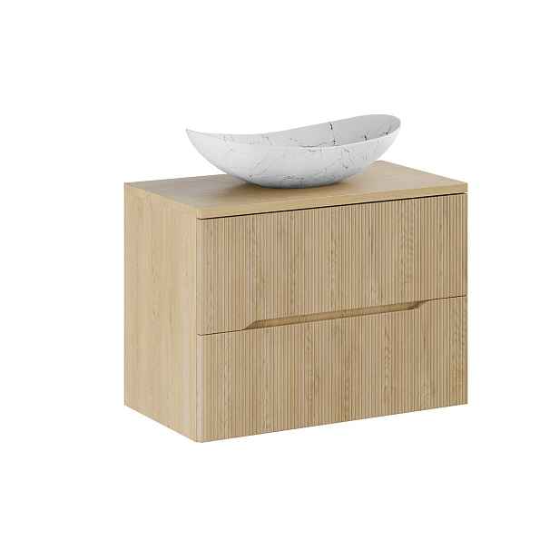 Comad Závěsná skříňka Nordic Lena s deskou a umyvadlem 80 cm dub cremona