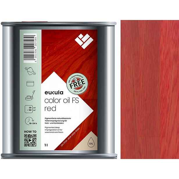 Eukula Color Oil Fs Red Červený 1L olej na barvení dřeva