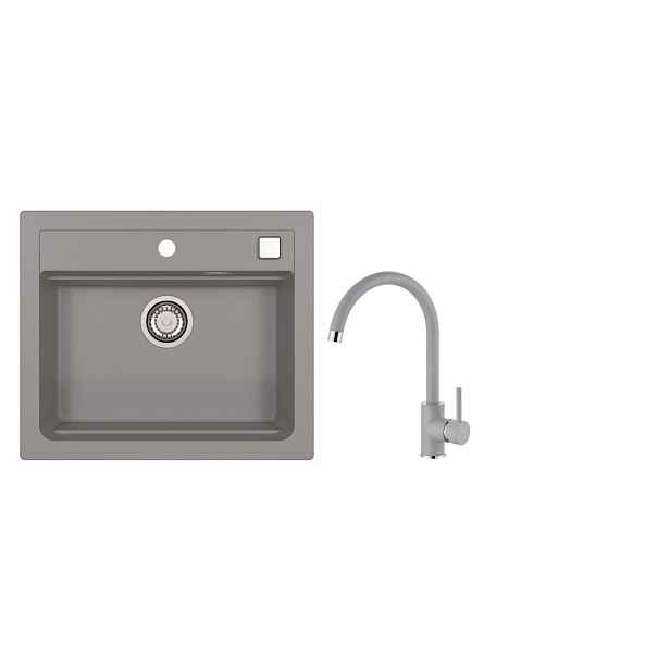 SET ALVEUS ATROX 30/81 + BATERIE ROXA 81 - obdélníkový granitový beton dřez 590x500x200 mm v setu s baterií