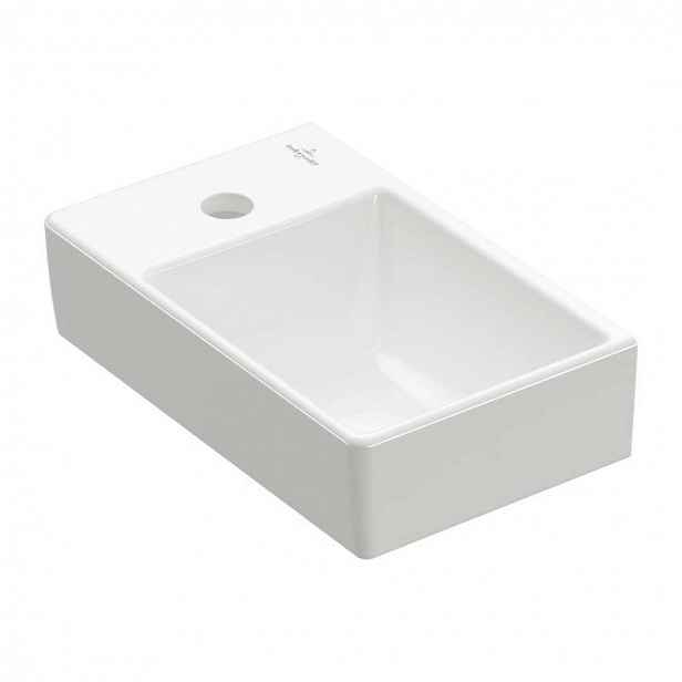 Villeroy & Boch Avento - Umývátko 36x22 cm, bez přepadu, otvor pro baterii vlevo, CeramicPlus, Stone White 43003RRW