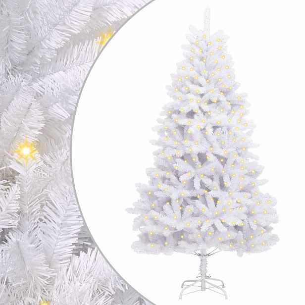 vidaXL Umělý vánoční stromeček 300 LED PVC a ocel Bílá