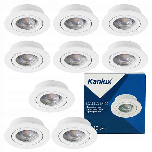 Sada 10 x kulaté zapuštěné svítidlo bílé pohyblivé pro halogen GU10 Kanlux