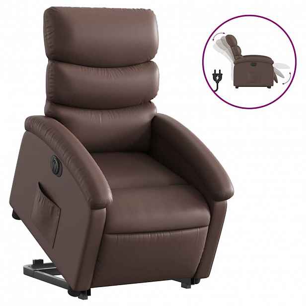 vidaXL Elektrické zvedací polohovací křeslo hnědé umělá kůže