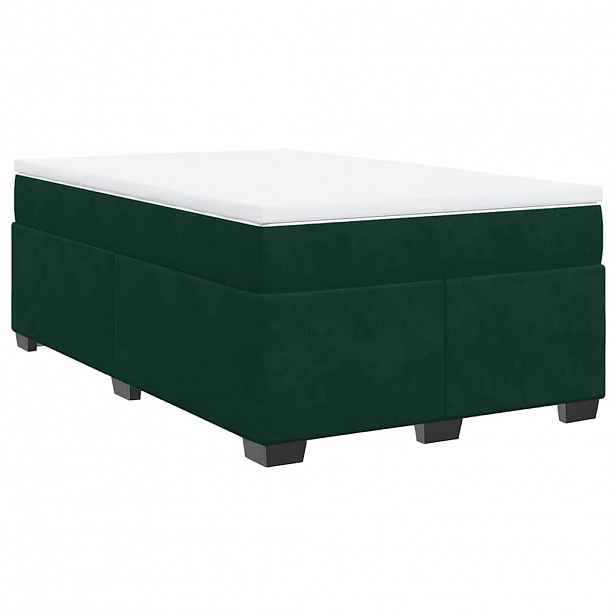 vidaXL Box spring postel s matrací tmavě zelená 120x190 cm samet
