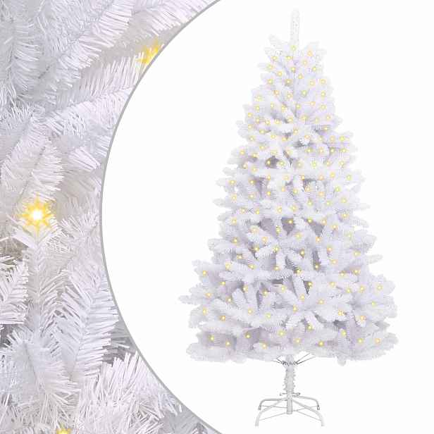 vidaXL Umělý vánoční stromeček 300 LED PVC a ocel Bílá