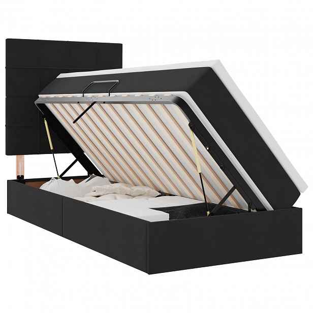 vidaXL Postel s úložným prostorem a matrací Černá 90 x 190 cm samet