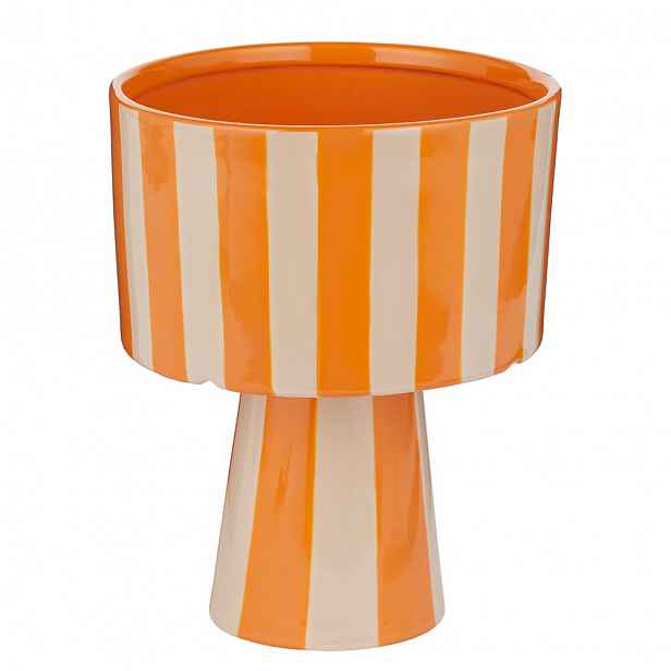 Butlers LINES Květináč s podstavcem 20 cm - oranžová/béžová