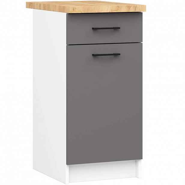 Dolní kuchyňská skříňka 40 cm VERMINA se šuplíkem - bílá / šedá