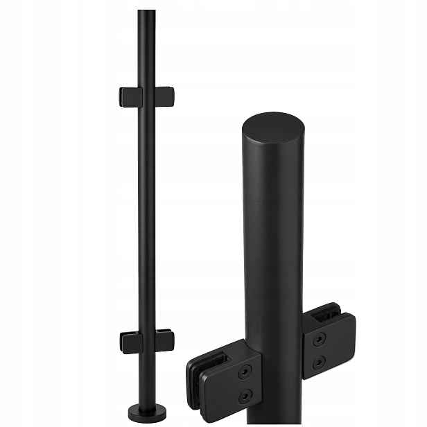 Průchozí sloupek 100 cm pro skleněné zábradlí fi 42 Černý hladký Loft