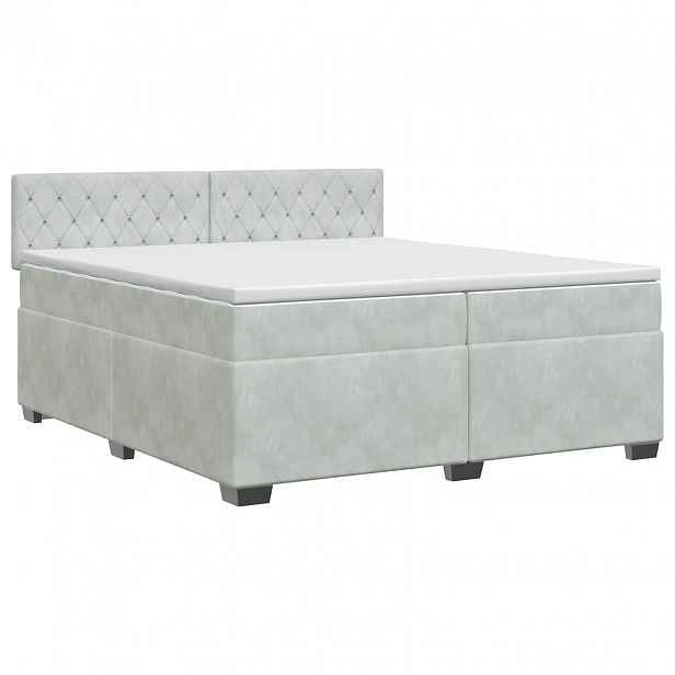 vidaXL Postel boxspring s matrací Světle šedá 200 x 200 cm Samet