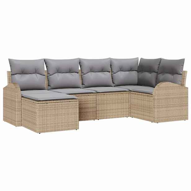vidaXL Set pohovek 6 ks Beige a světle šedá polyratan