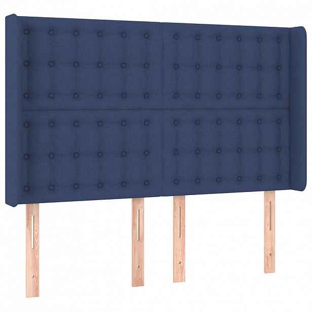 vidaXL Čelo postele typu ušák modré 147x16x118/128 cm textil