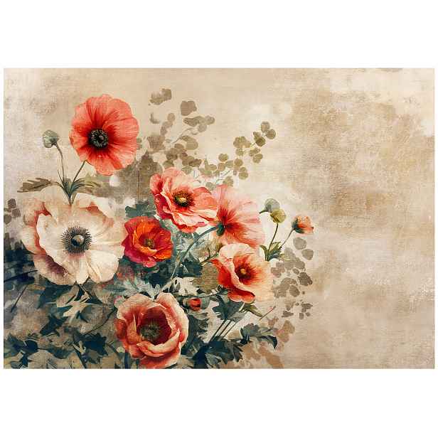 Fototapeta Květiny Vintage Beton Béžová Na Zeď Ložnice Obývací Pokoj 150x105