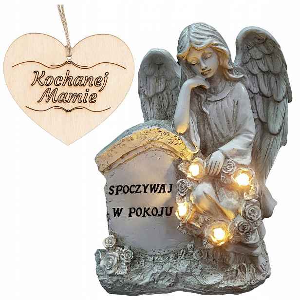 Hřbitovní Svíčka Anděl strážný S Nápisem Odpočívej V Pokoji Na Hrob Mámy 21,5 CM