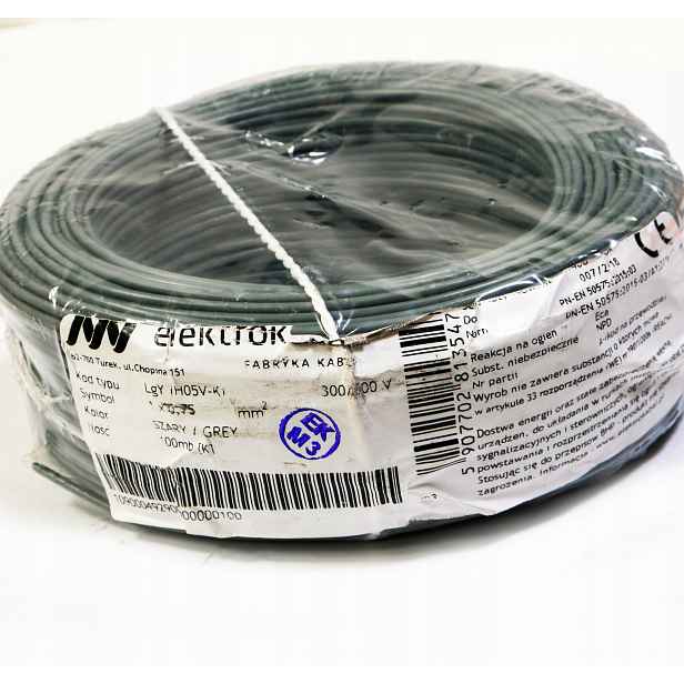 Kabel Lgy 0,75mm šedý 100m 500V