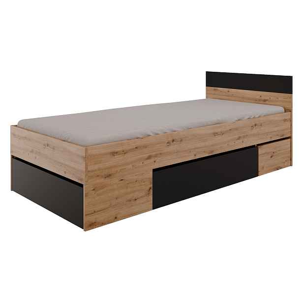 Multifunkční postel 90x200 COMBI dub Artisan/černá