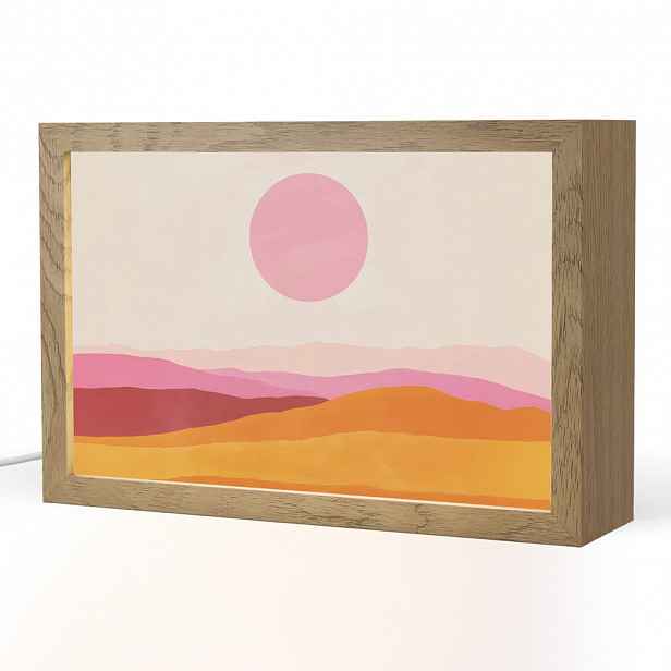 OnlyWow STOLNÍ LAMPA Kopce - oranžová - slunce - abstraktní 30x20 cm