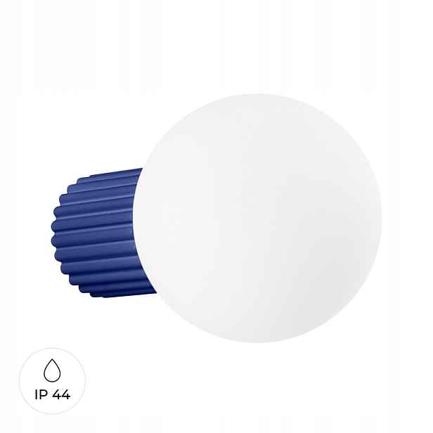 Sollux Nástěnná lampa ultramarínová rýhovaná skleněná bílá koule 12 cm IP44