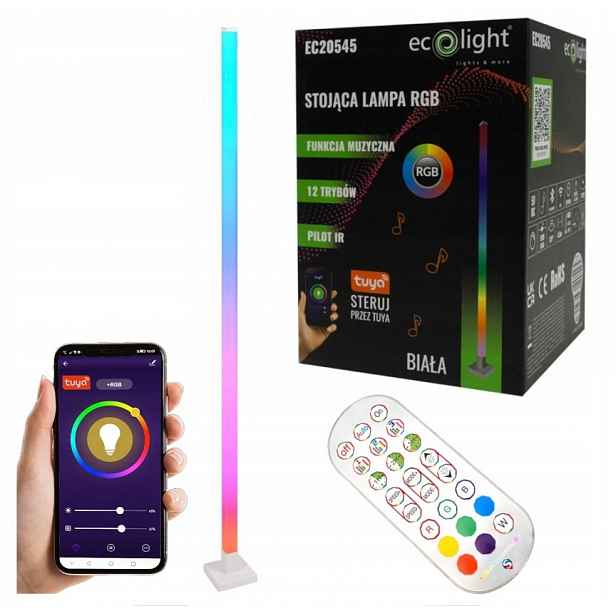 Stojací Rgb hudební stojací lampa Tuya Bílá Dálkový Ovladač