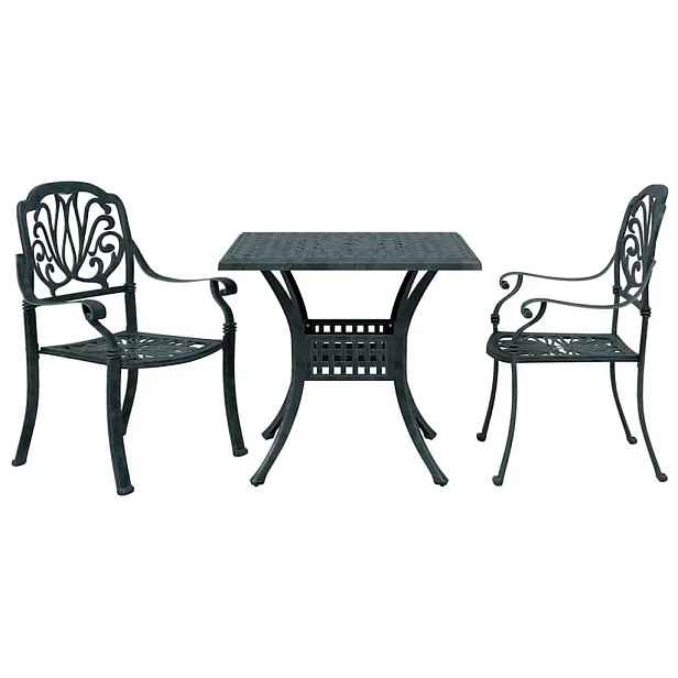 vidaXL 3dílný bistro set zelený litý hliník