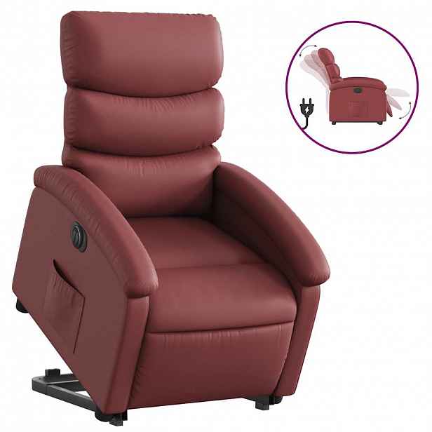 vidaXL Elektrické zvedací polohovací křeslo vínové umělá kůže