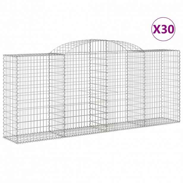 vidaXL Klenuté gabionové koše 30ks 300x50x120/140cm pozinkované železo